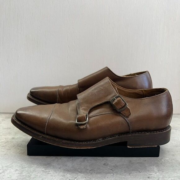 Thursday Brown Leather Square Toe Monk Strap Dress Shoes Mens Size US 9 - Picture 4 of 11